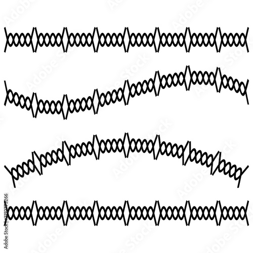 Horizontal wavy zigzag beaded chain divider set with black vector line