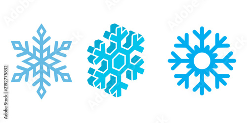 Winter snowflake solid vector icon set. Classic, geometric, and melting crystal silhouettes.