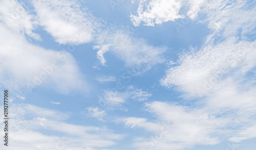 the sky is bright, the fluffy white clouds are quiet.