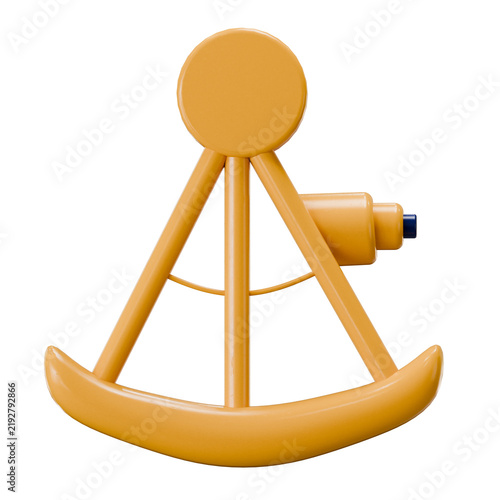 Canvastavla 3D Stylized Yellow Sextant Nautical Navigation Tool Icon