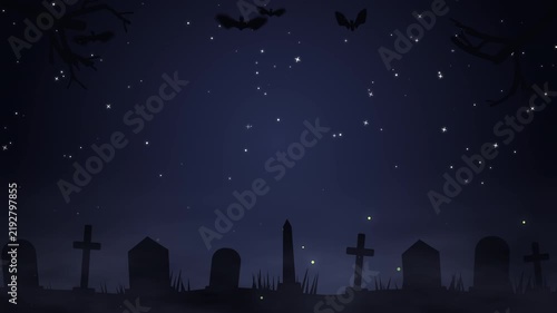 Foggy Tombstones Title Background for Halloween