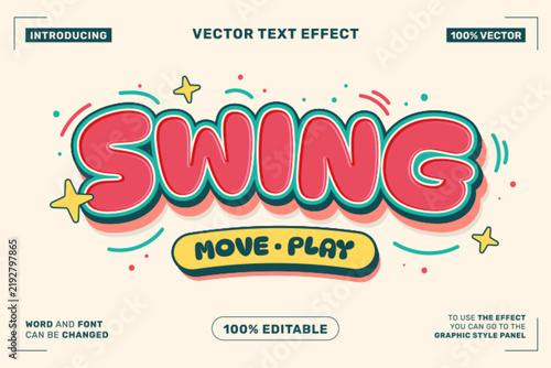 Editable Swing Cartoon Text Effect for Poster Branding and Social Media Design