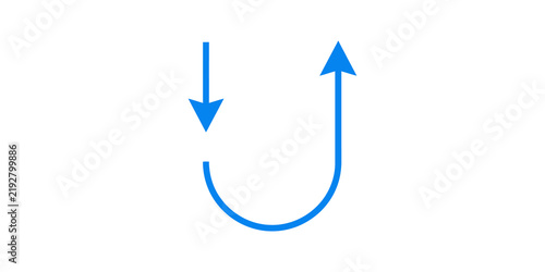 Quadro su tela Blue u-turn arrow icon on transparent background for direction change