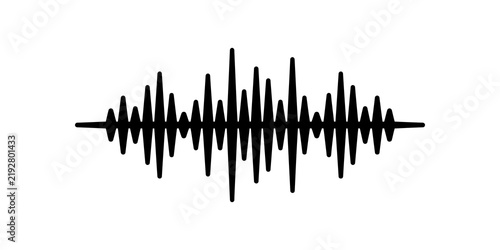 Cuadro en lienzo Audio sound wave frequency in black lines for music broadcast or analysis