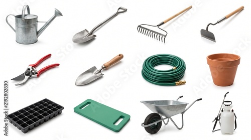 Gardening Tools and Equipment Isolated on Transparent Background