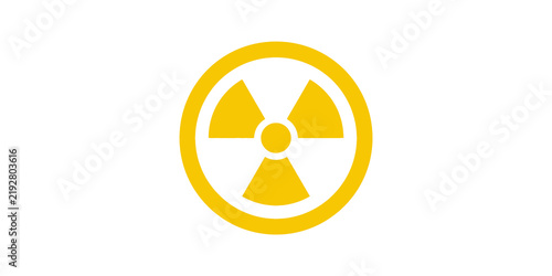 Obraz na płótnie Radiation symbol yellow flat icon hazard alert warning sign safety graphic