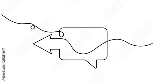 Speech bubble outline continuous line art with arrow and editable strokeSpeech bubble outline continuous line art with arrow and editable stroke