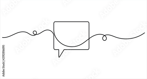 Speech bubble outline with continuous line art and editable stroke designSpeech bubble outline with continuous line art and editable stroke design