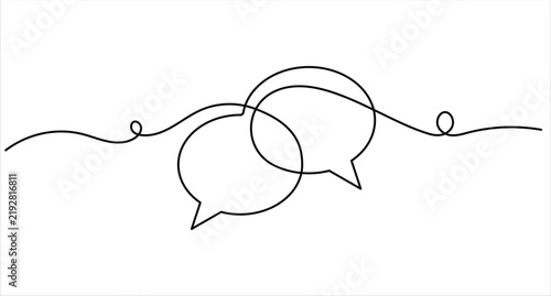 Speech bubble outline with continuous line art, overlapping curves and editable stroke designSpeech bubble outline with continuous line art, overlapping curves and editable stroke design