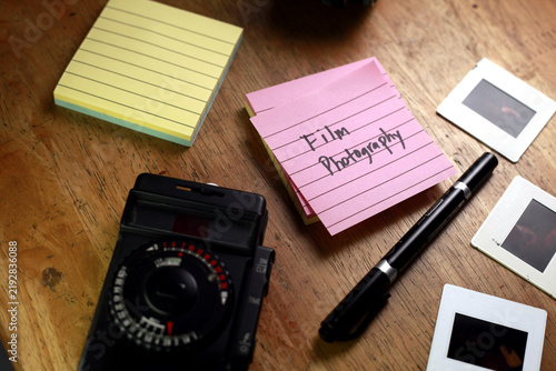 Photo of a paper with Film Photography written on it.