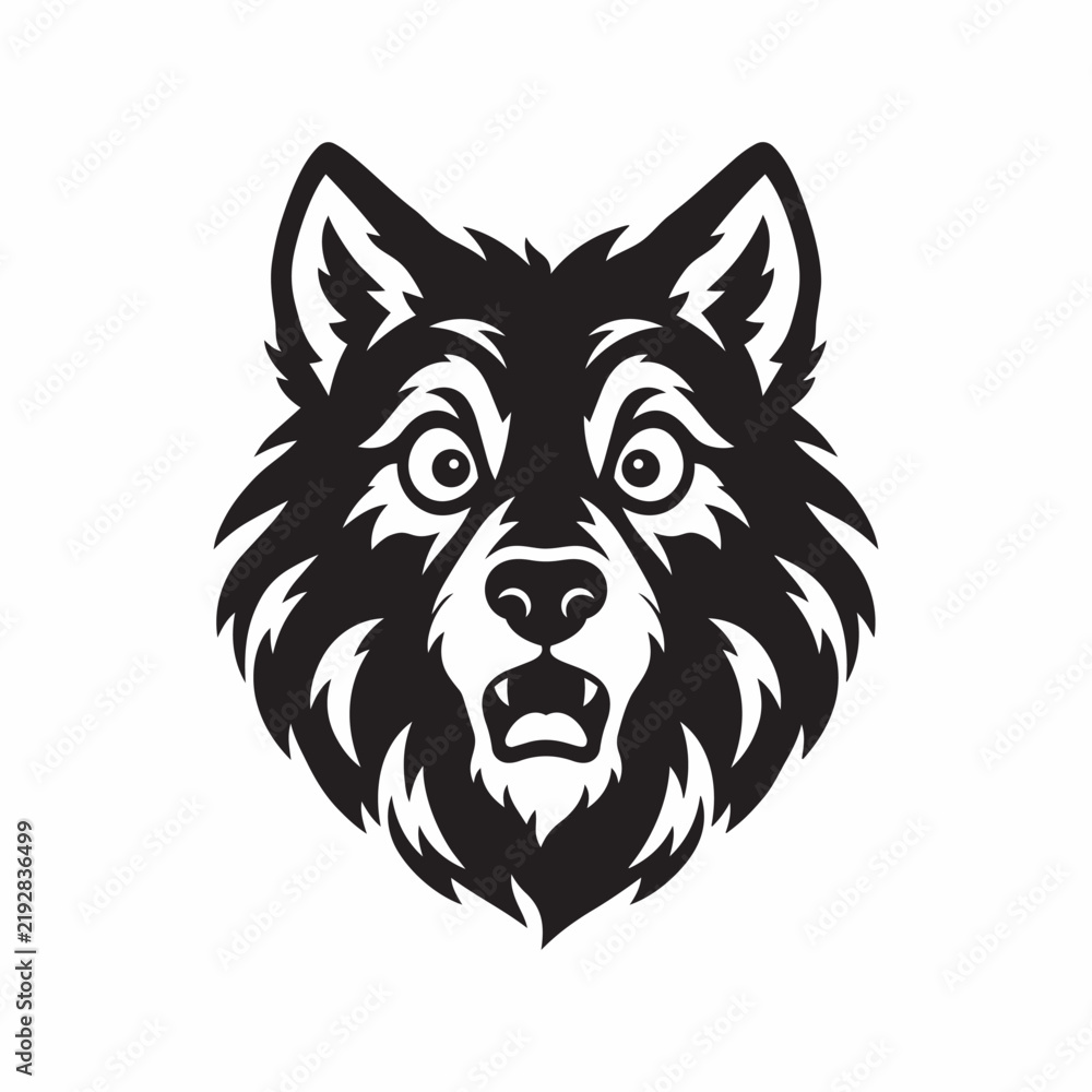 Obraz premium Surprised Wolf Head Line Art Vector Illustration