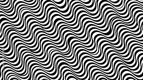 Optical Illusion Waves: A mesmerizing abstract pattern of black and white wavy lines creates a captivating optical illusion, evoking a sense of movement and depth.
