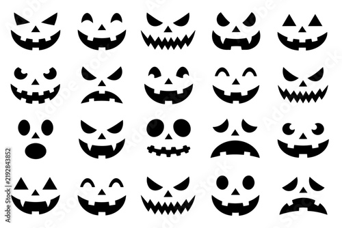 Black Halloween Pumpkin Face Designs with Spooky and Playful Expressions