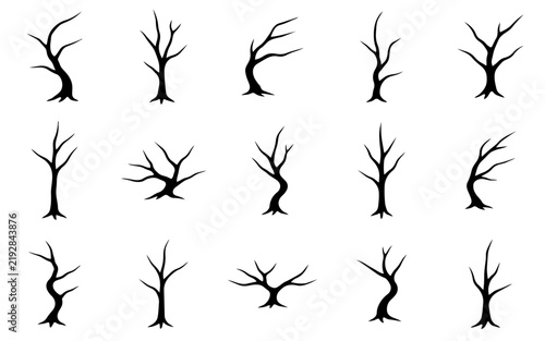 Spooky Bare Tree Silhouette Collection with Twisted Branches