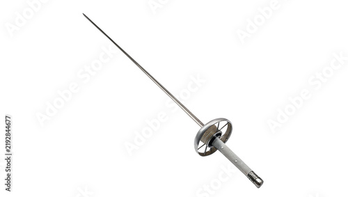 Фотография Professional silver metallic fencing foil sword epee weapon isolated on transparent background