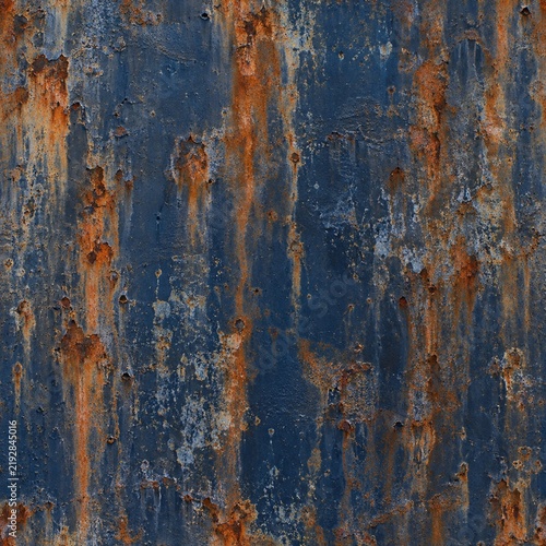 Navy Blue Metal with Vertical Orange Rust Drips