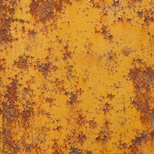 Ochre Yellow Painted Metal with Rustic Corrosion