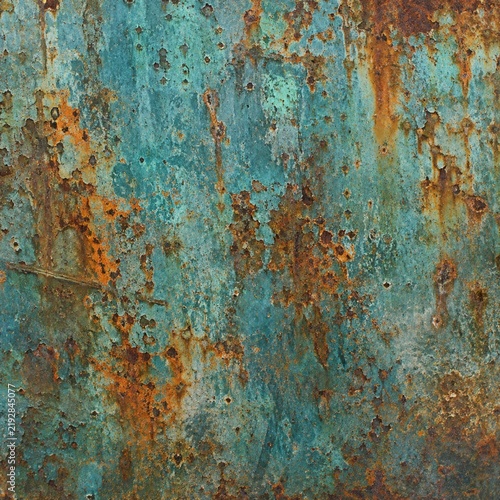 Teal Blue Metal with Orange Rust Patina