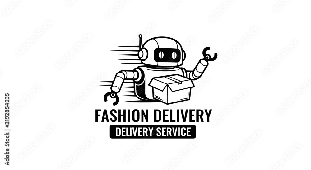 Obraz premium Fashion Delivery Robot Vector Logo Illustration