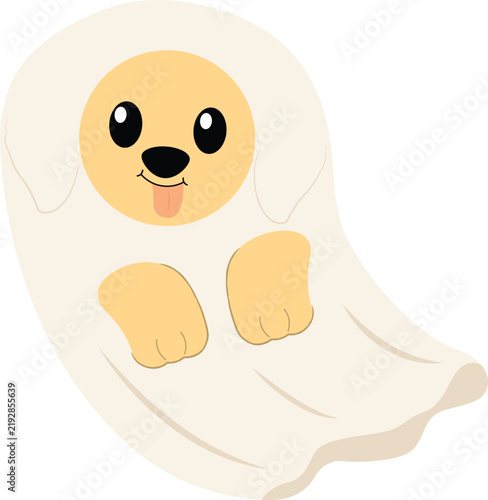 Cute Cartoon Puppy Dressed as a Ghost