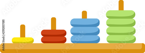 Colorful wooden abacus beads arranged in ascending order for educational demonstration