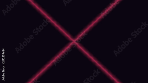 Abstract background, featuring two intersecting, diagonal lines forming, an x shape, with glowing red, light on a, dark black background