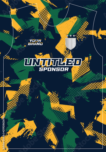 Grunge Brush Camouflage Sport Jersey Pattern Vector Design Template for Football Sublimation