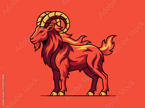 2027 Chinese New Year of the Red Fire Goat Banner Template with Modern Line Art Fire Goat on White Background. Design Happy Holidays Greeting Card and Invitation of Chines Happy New Year