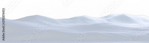 Rolling snowdrifts and winter hills isolated on transparent background. White snowy ground overlay for seasonal Christmas and holiday design