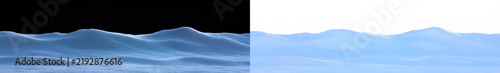 Snowdrift overlay isolated on transparent background. Winter snow ground bank cutout for composition and design