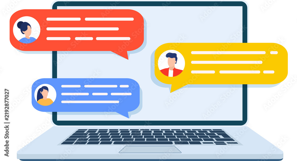 Fototapeta premium Computer online chat notices