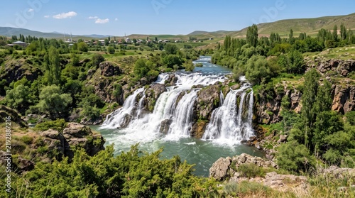 Turkey Muradiye Waterfall Waterfall Panorama