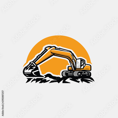 Excavator vector illustration isolated. Earth mover digger construction machinery vector