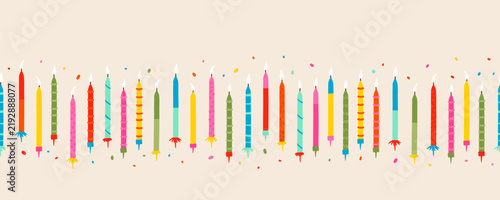 Fun hand drawn party seamless background with birthday candles, great for birthday parties, textiles, banners, wallpapers, wrapping - vector design