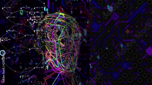 A looping 3D animation. An abstract animation on the topic of the technological process