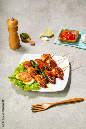Grilled Seafood Skewers with Spicy Chili Sauce
