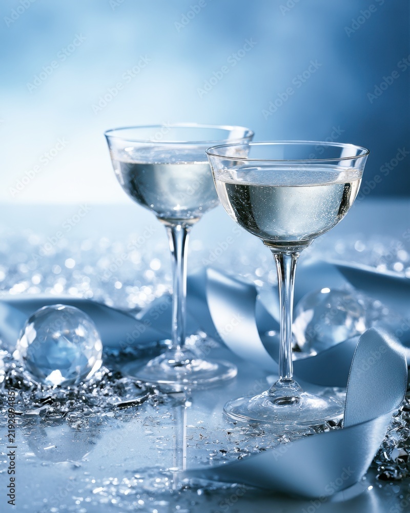 Obraz premium Elegant New Year celebration with sparkling drinks and festive decor