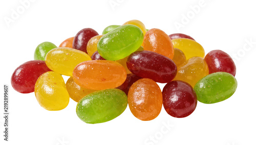 Картината върху платно Pile of colorful jelly beans assorted fruit flavors, isolated on transparent bac