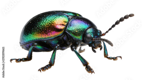 Foto Iridescent metallic beetle with segmented antennae, isolated on transparent back