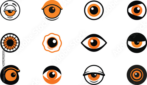 Orange eyes on black background for Halloween or spooky designs