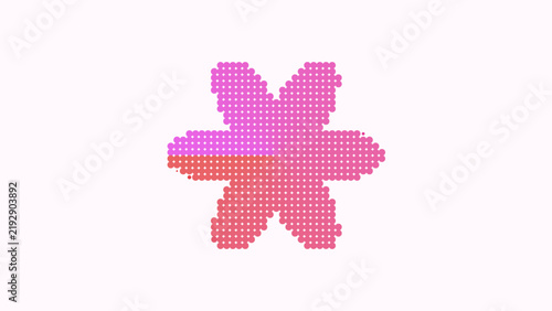 Black star or asterisk shape made of a dense grid of small dots on a plain white background, isolated for applications