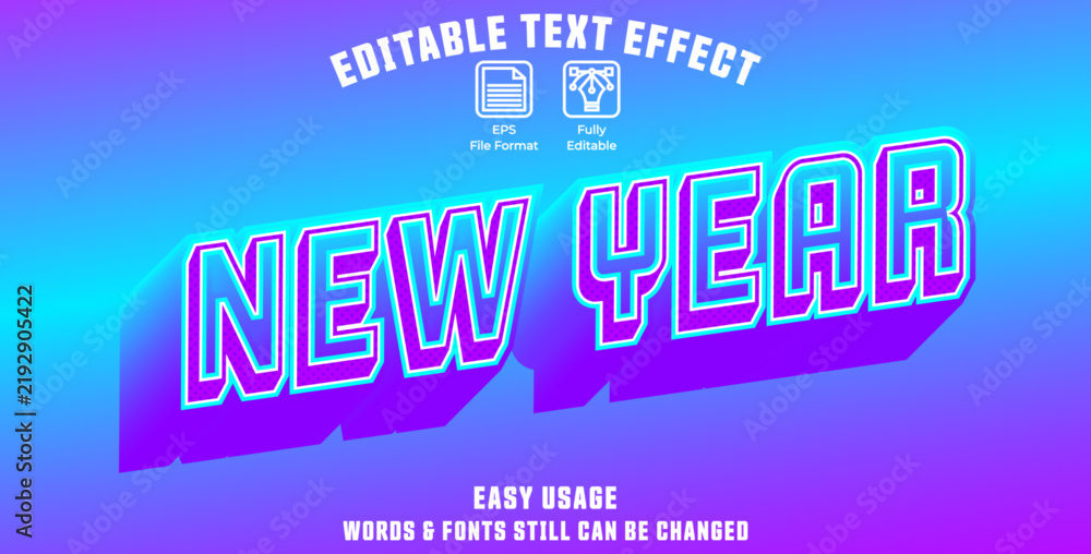 Obraz premium Editable graphic text effect new year styles