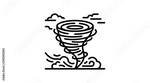 Plakat Stylized Tornado Icon with Clouds and Wind.
