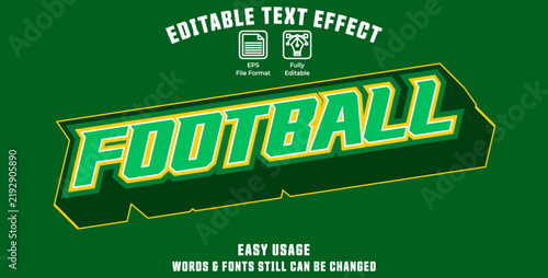 Editable graphic text effect football styles