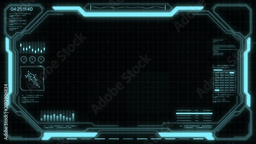 Digital HUD futuristic background motion graphic element cyber generated. Future technology interface data sci-fi display screen. Artificial intelligent analytic simulation, loop able video background