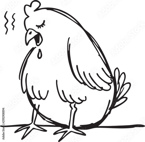 vector illustration of a ill chicken