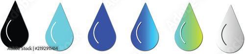 Set of colorful water drops icons