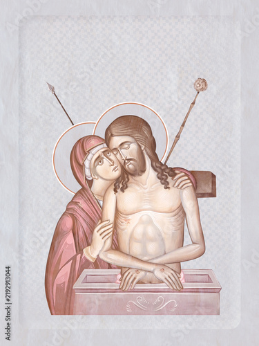 Jesus Christ King of Glory. Christian illustration in Byzantine style in pastel colors