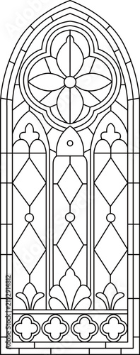 Stained Glass Window Gothic Line Art
