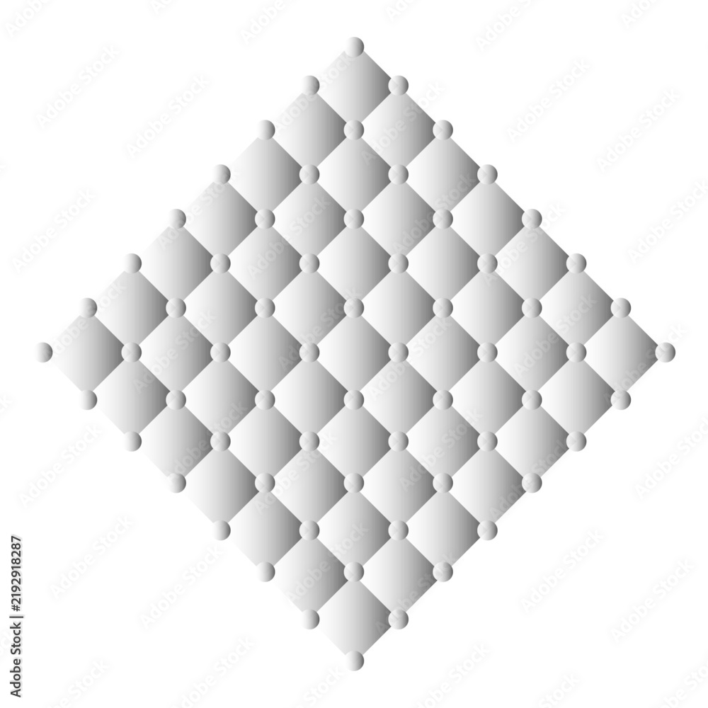 Obraz premium White quilted leather texture vector, elegant diamond pattern with buttons, luxury upholstery padding background for interior design and furniture